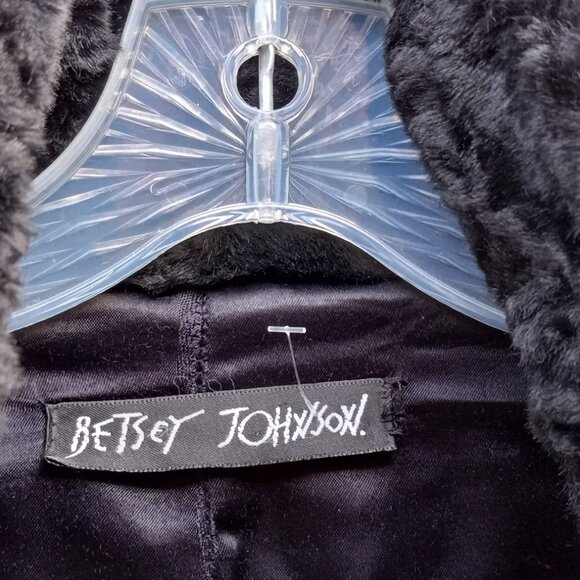 Betsy Johnson Maxi Faux Fur Black Coat S-M - Picture 14 of 17